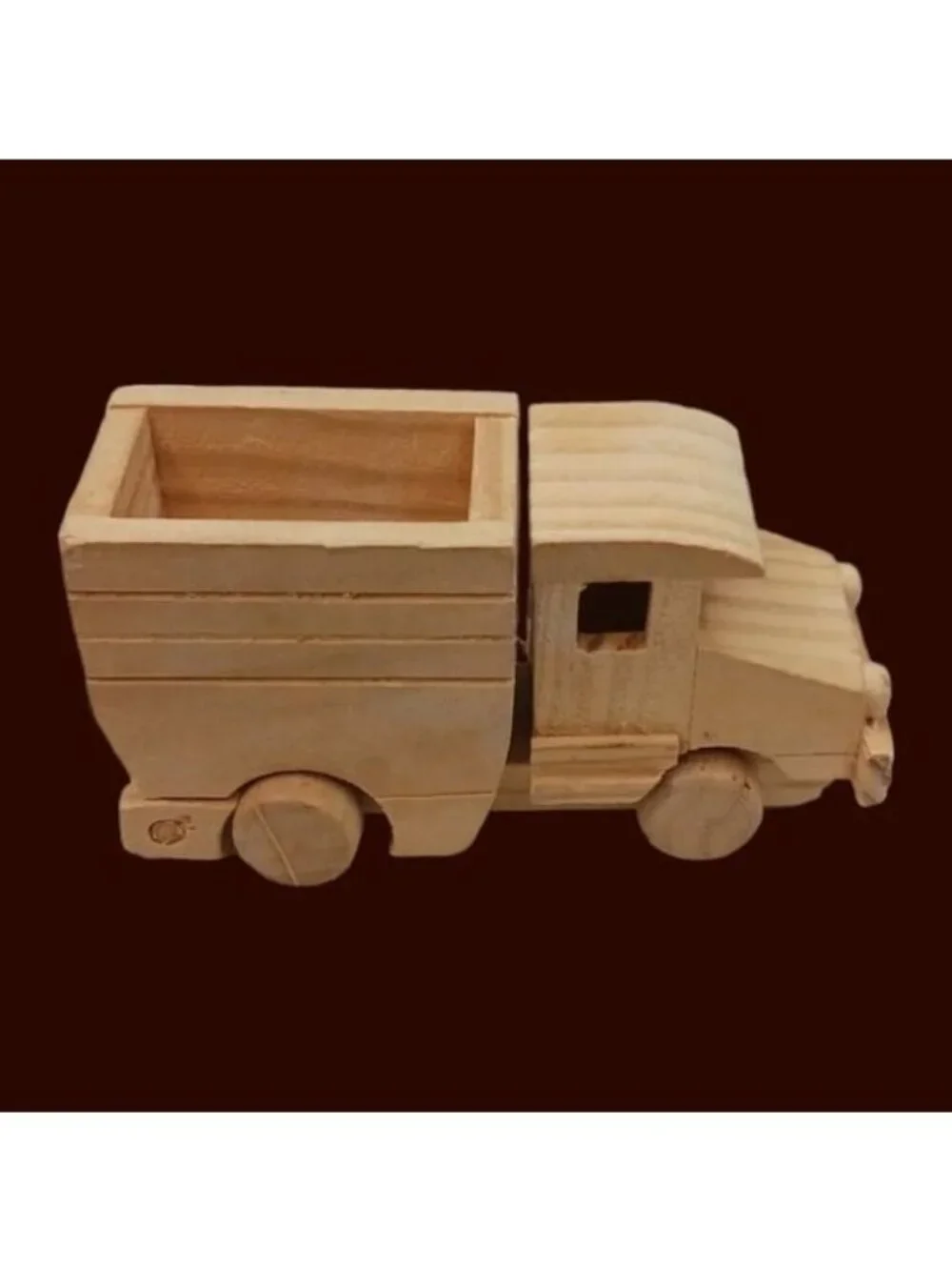 Vtg Natural Wooden Toy Vehicle Lot of 5 Fire Trucks Ambulance Dump & Log Truck